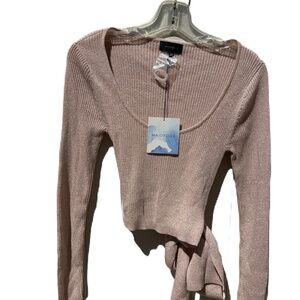 Majorelle Bicoastal crop sweater Small blush pink